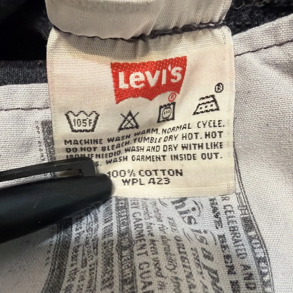 Levis Mens 501 Black Jeans 40x32 Button Fly Straight Leg 90s Grunge Vintage